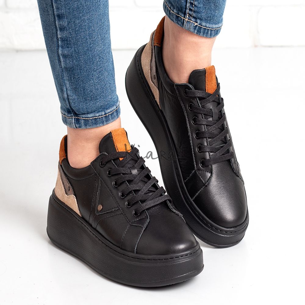 Дамски кецове в черно и оранжево Дамски кецове в черно и оранжево