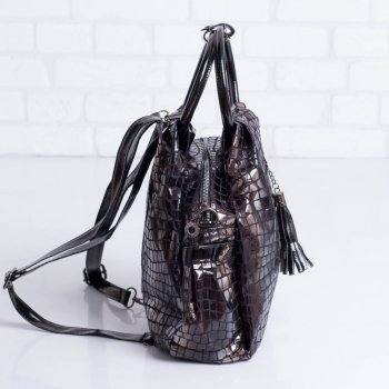 Дамска чанта-раница в черно и хамелеон