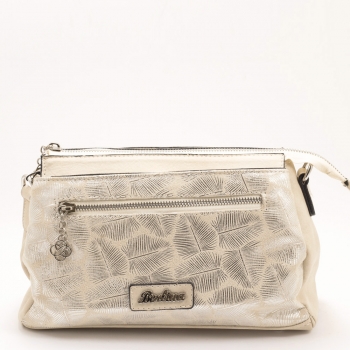 Дамска чанта в бежово и сребристо