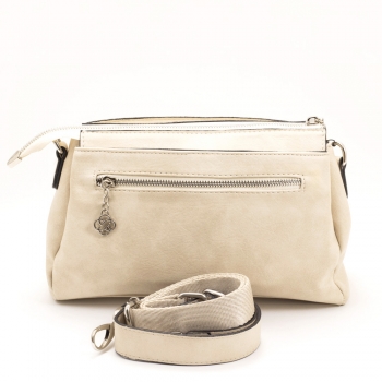 Дамска чанта в бежово и сребристо