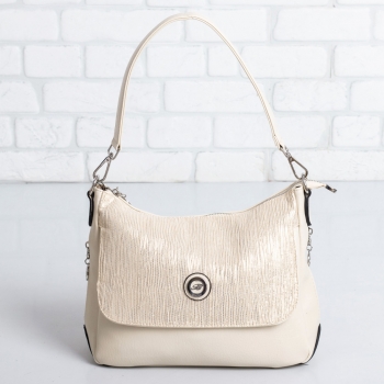 Дамска чанта в бежово и златисто