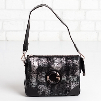 Дамска чанта в черно и сребристо