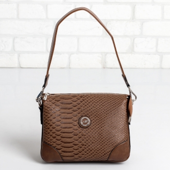 Дамска чанта в кафяво и змийски принт