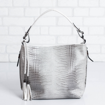 Дамска чанта в сиво и сребро