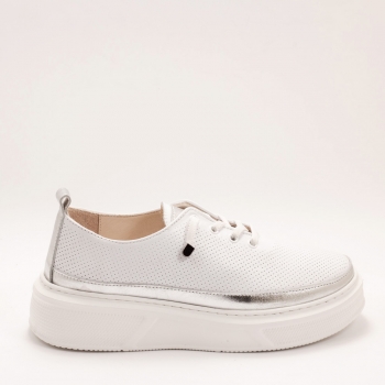 Дамски кец в бяло и сребро