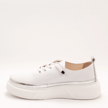 Дамски кец в бяло и сребро