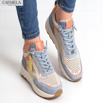 Дамски маратонки CARMELA в бежово и синьо