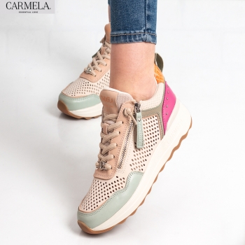 Дамски маратонки CARMELA в бежово и зелено