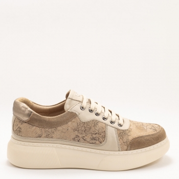 Дамски маратонки в бежово и златисто