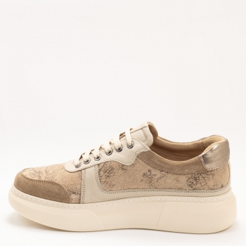 Дамски маратонки в бежово и златисто