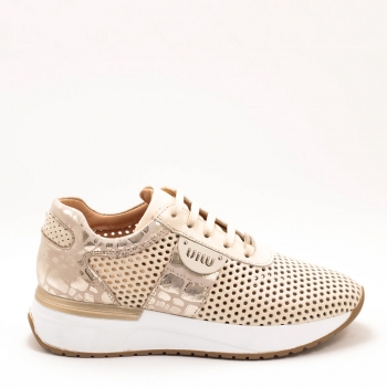 Дамски маратонки в бежово и златисто