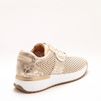 Дамски маратонки в бежово и златисто