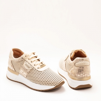 Дамски маратонки в бежово и златисто