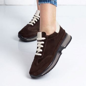 Дамски маратонки в кафяво и бежово