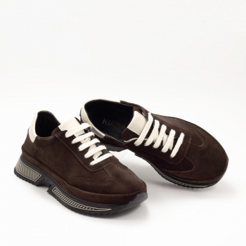 Дамски маратонки в кафяво и бежово