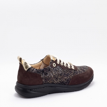 Дамски маратонки в кафяво и змийски принт