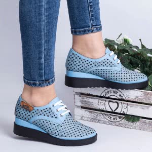 Дамски обувки на платформа в синьо
