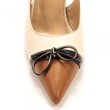 Дамски обувки на ток в бежово и кафяво