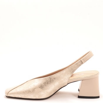 Дамски обувки на ток в бежово и златисто