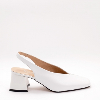 Дамски обувки на ток в бяло и сребристо