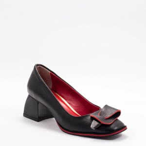 Дамски обувки на ток в черно и червено