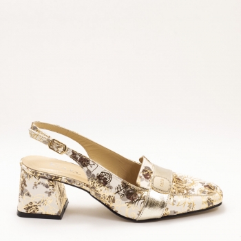 Дамски обувки на ток в златисто