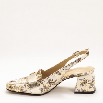 Дамски обувки на ток в златисто