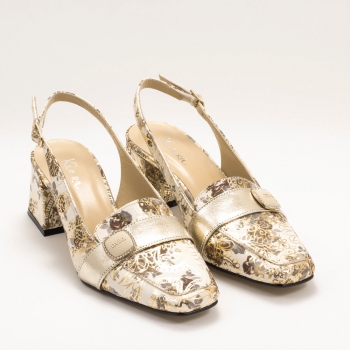 Дамски обувки на ток в златисто