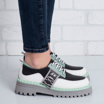 Дамски обувки в бяло и зелено