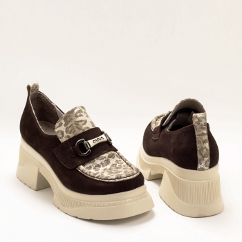 Дамски обувки в кафяво и златисто