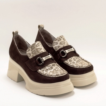 Дамски обувки в кафяво и златисто