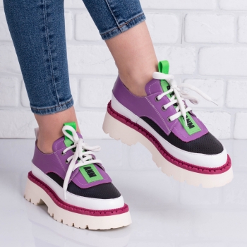 Дамски обувки в лилаво и бяло