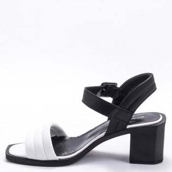 Дамски сандали на ток в бяло и черно