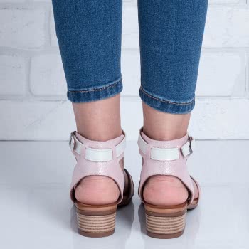 Дамски сандали в розово и синьо
